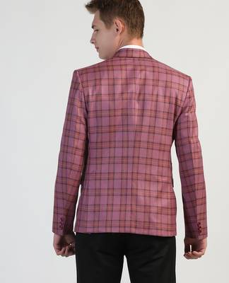 Purple checked blazer for men 3