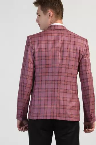Purple checked blazer for men