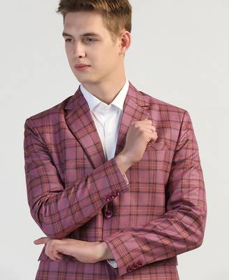 Purple checked blazer for men 4