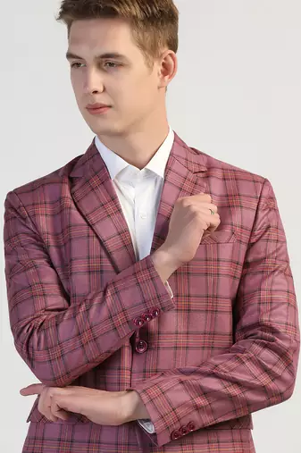 Purple checked blazer for men