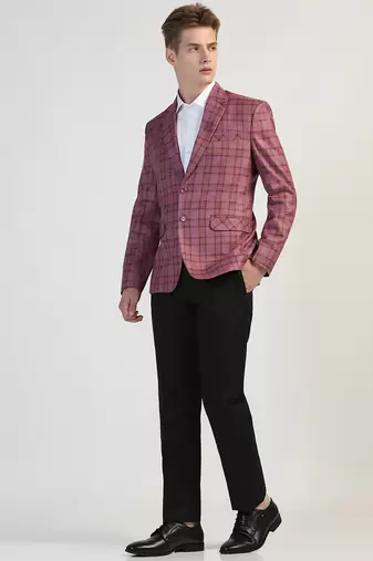 Purple checked blazer for men