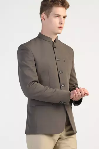 Grey  bandgala blazer for men
