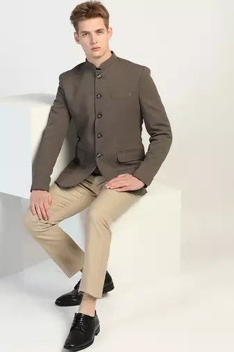 Grey  bandgala blazer for men