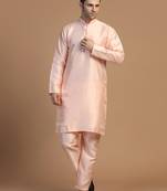 Mens peach dupion kurta set