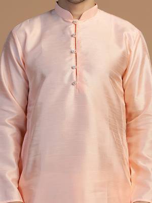 Mens peach dupion kurta set 3