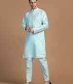 Mens blue dupion kurta set