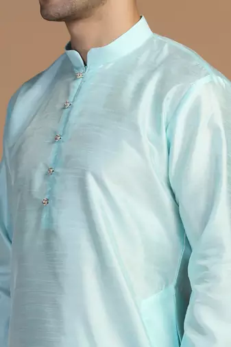 Mens blue dupion kurta set