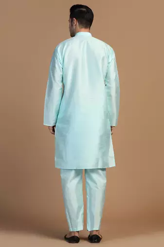 Mens blue dupion kurta set