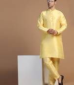 Mens yellow dupion kurta set