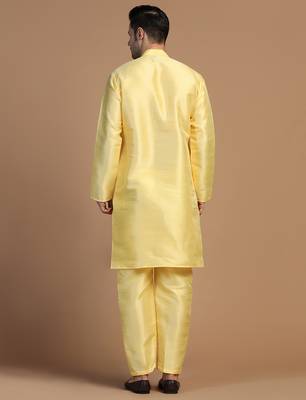 Mens yellow dupion kurta set 2