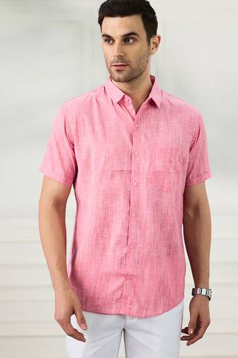 Men's pink linen shirt