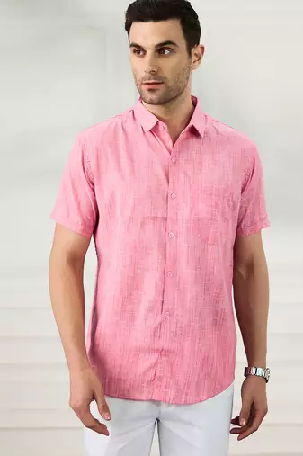 Men's pink linen shirt