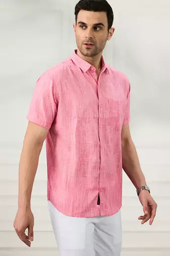 Men's pink linen shirt