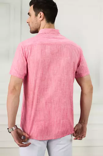 Men's pink linen shirt