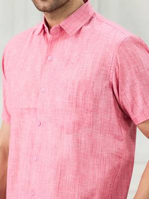 Men's pink linen shirt 4