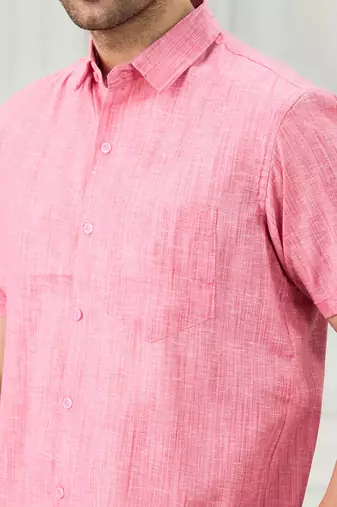 Men's pink linen shirt
