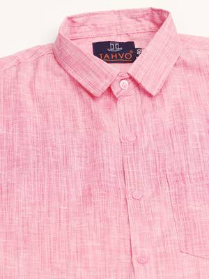 Men's pink linen shirt 5