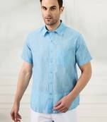 Men's dark blue linen shirt