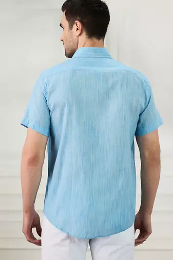 Men's dark blue linen shirt