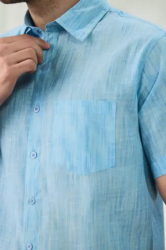 Men's dark blue linen shirt