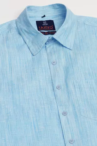 Men's dark blue linen shirt