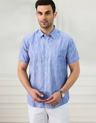 Men's blue linen shirt 1