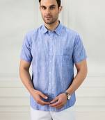 Men's blue linen shirt