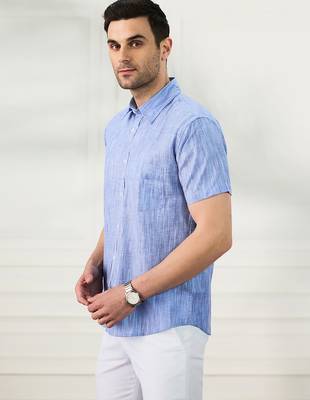 Men's blue linen shirt 2