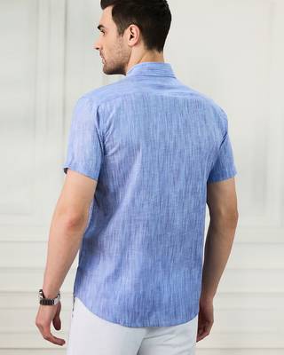 Men's blue linen shirt 3
