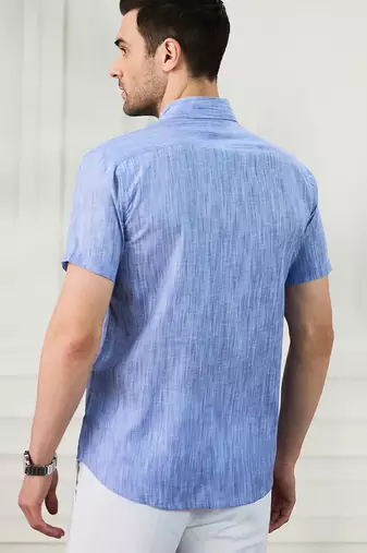 Men's blue linen shirt