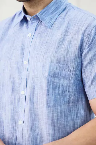 Men's blue linen shirt