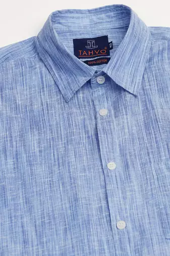 Men's blue linen shirt