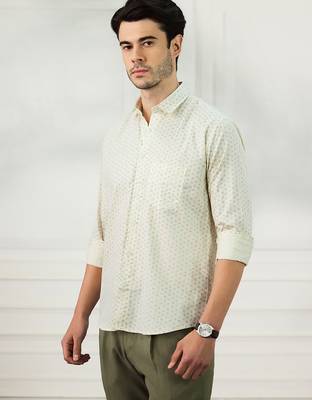 Men's cream cotton shirt 2