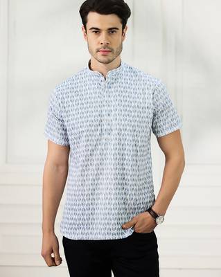 Men   s white kurta shirt 1