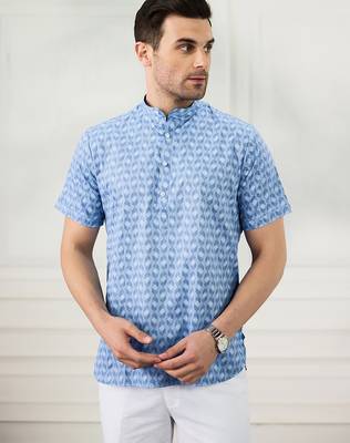 Men   s ink blue kurta shirt 1