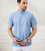 Men   s ink blue kurta shirt