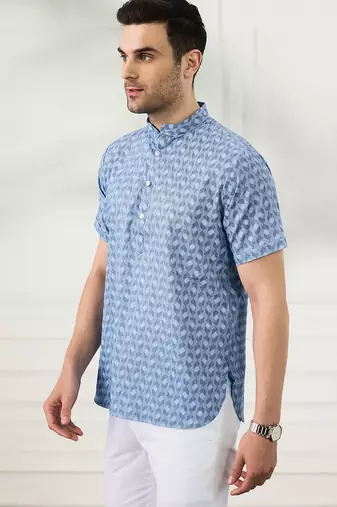 Men   s ink blue kurta shirt