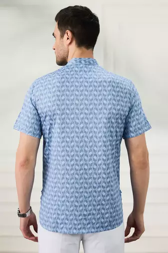 Men   s ink blue kurta shirt