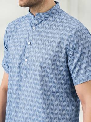 Men   s ink blue kurta shirt 4