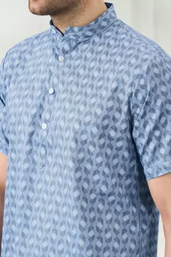Men   s ink blue kurta shirt