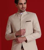 Men beige bandgala blazer