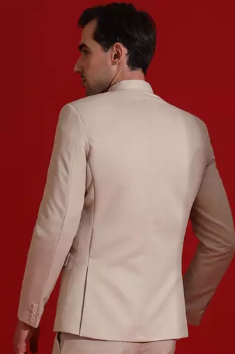 Men beige bandgala blazer