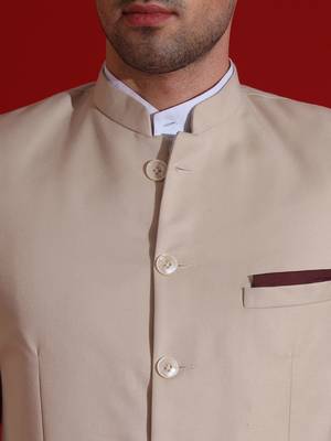 Men beige bandgala blazer 4
