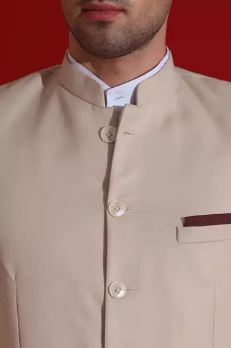 Men beige bandgala blazer