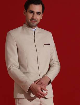 Men beige bandgala blazer 5