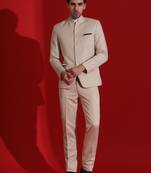 Beige men bandgala blazer and trouser suit set