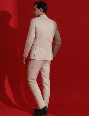 Beige men bandgala blazer and trouser suit set 3