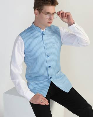 Light blue striped waistcoat 1