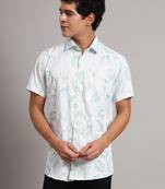 Mens green printed half shirt