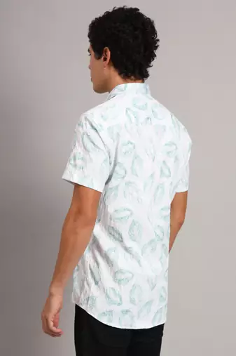 Mens green printed half shirt